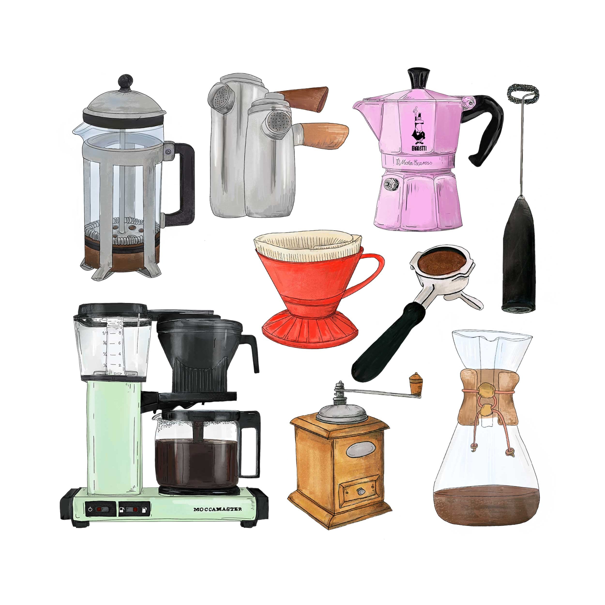 Coffee maker illustrations 